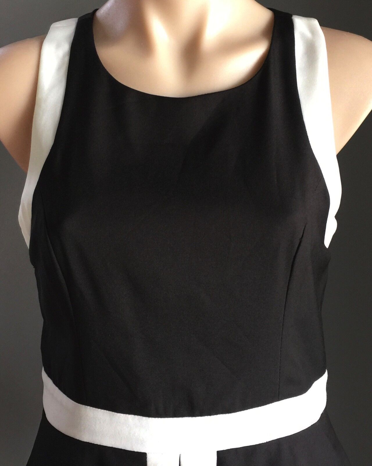 DOTTI Dress Black & White Peplum Waist Frock Ladies Size 10 Gorgeous New