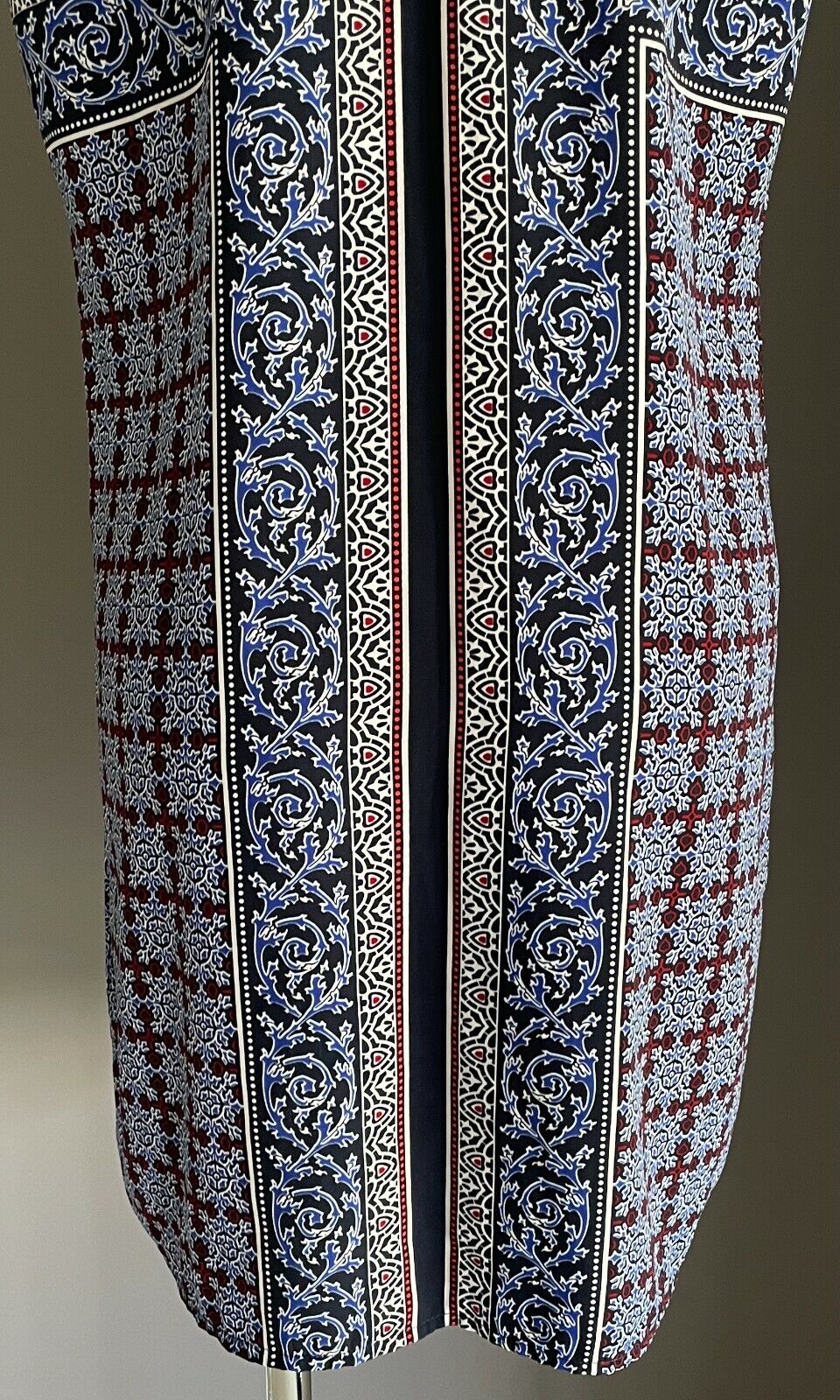 DOTTI Dress Black Blue White Red Print Short Sleeve Shift Size 12