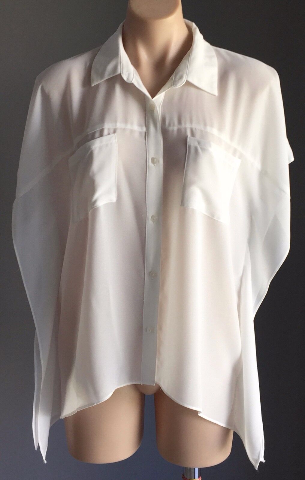 DOTTI Top Sheer Kimono Sleeve Shirt Blouse Ivory Off White Size 8 10