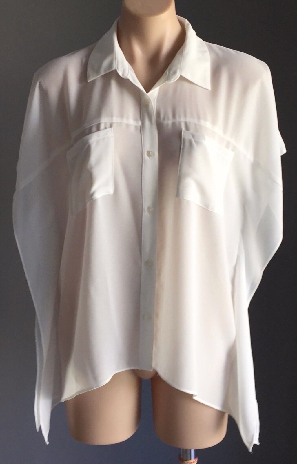 DOTTI Top Sheer Kimono Sleeve Shirt Blouse Ivory Off White Size 8 10