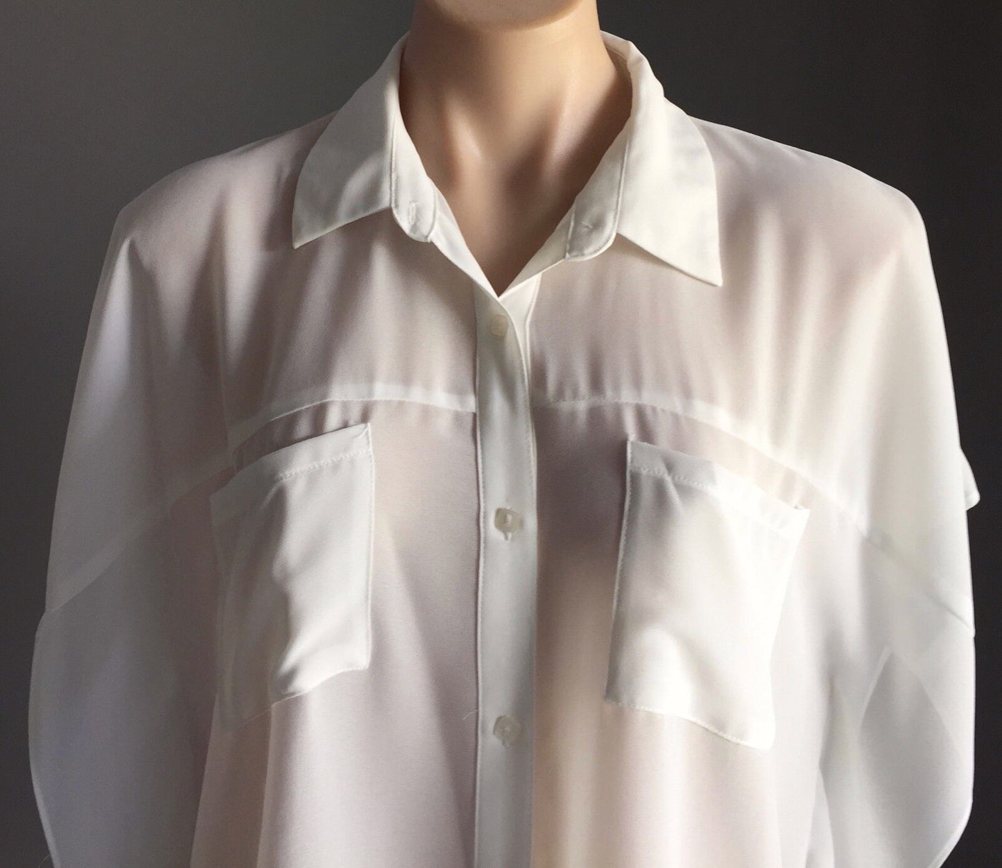 DOTTI Top Sheer Kimono Sleeve Shirt Blouse Ivory Off White Size 8 10