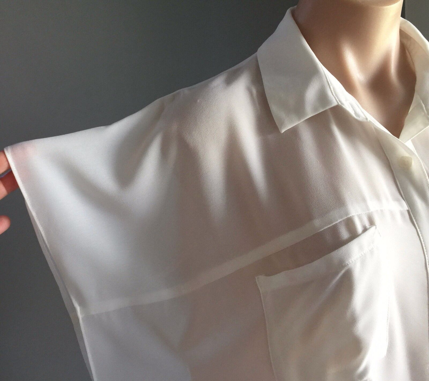 DOTTI Top Sheer Kimono Sleeve Shirt Blouse Ivory Off White Size 8 10