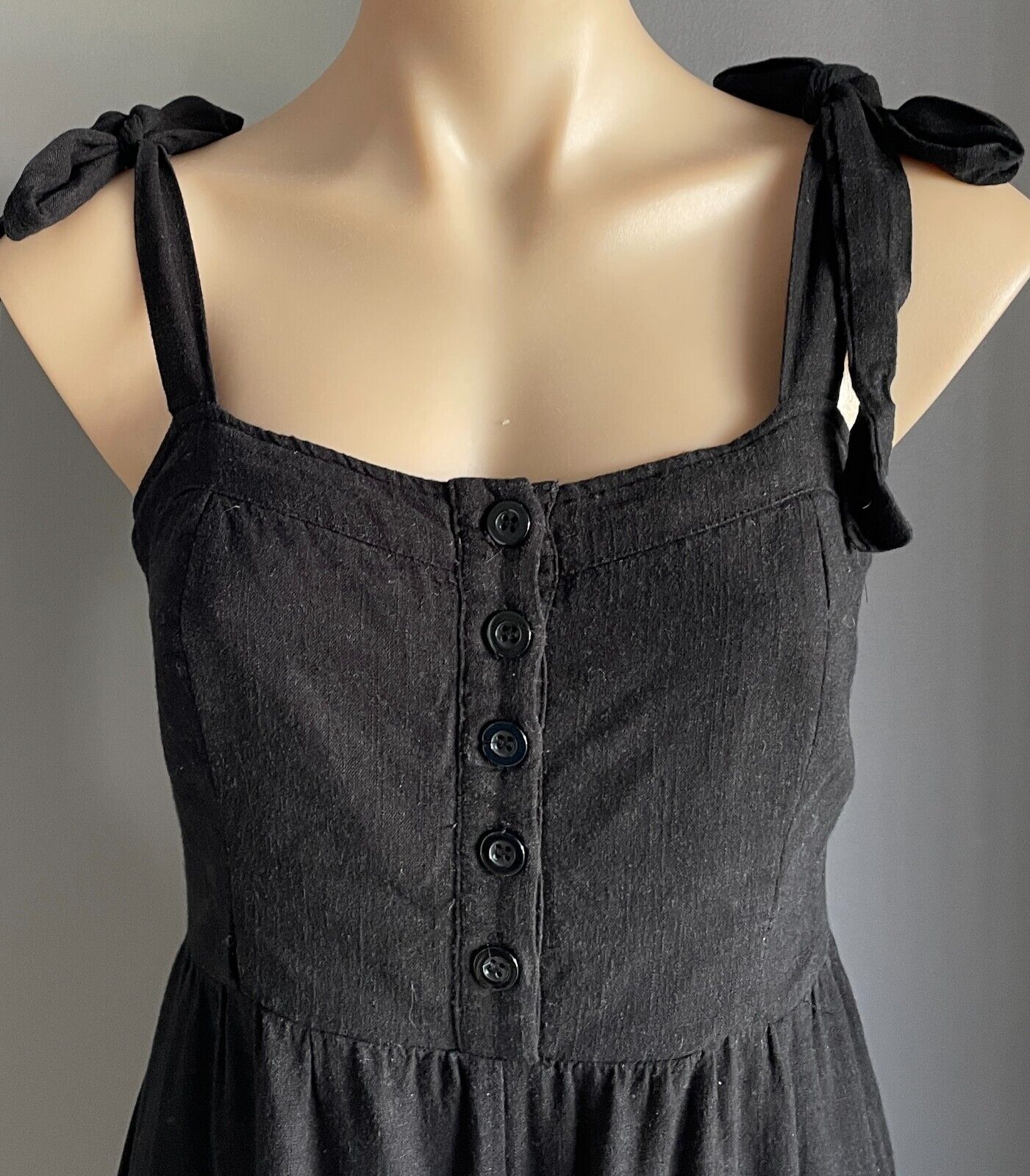 DOTTI Jumpsuit Black Sleeveless Shoulder Tie Wide Leg Cropped Length Size 10