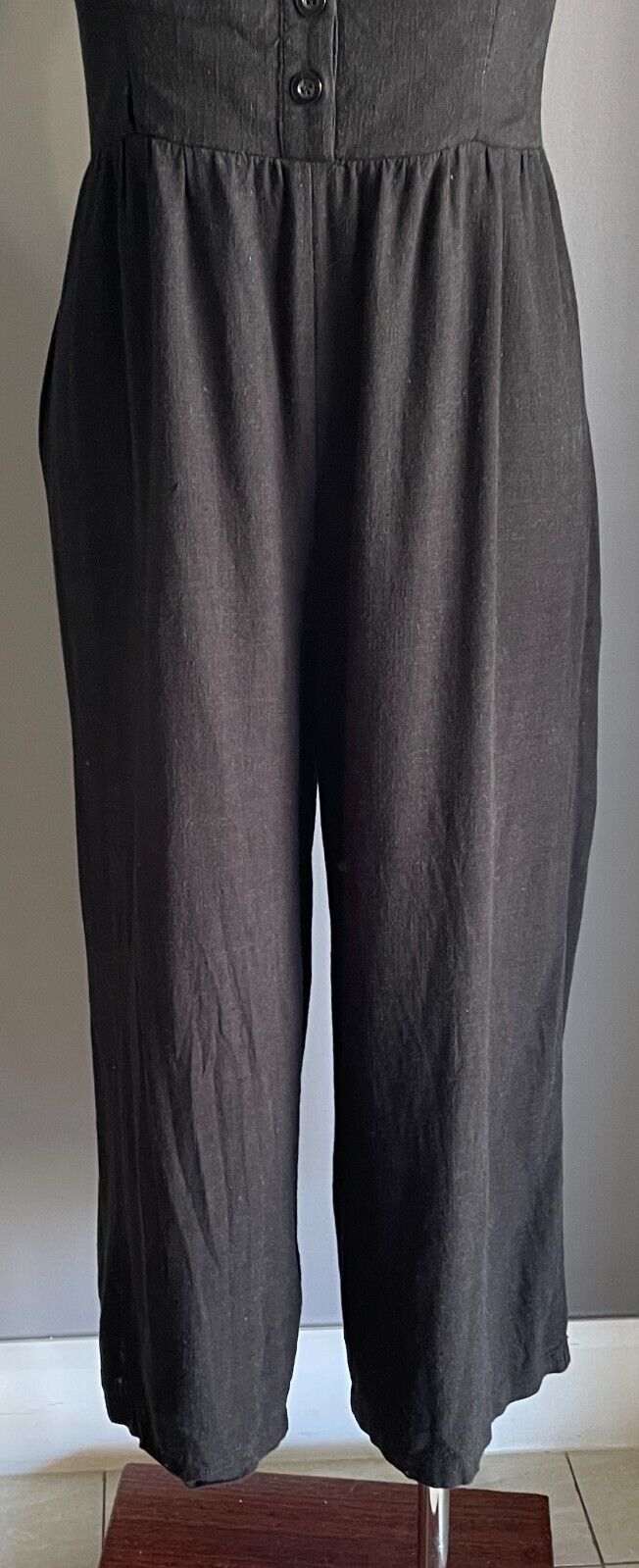 DOTTI Jumpsuit Black Sleeveless Shoulder Tie Wide Leg Cropped Length Size 10