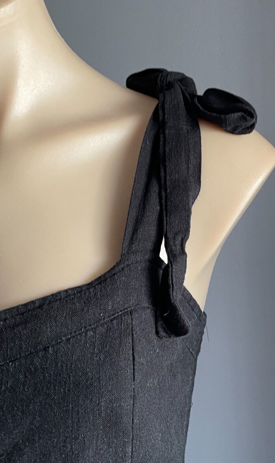 DOTTI Jumpsuit Black Sleeveless Shoulder Tie Wide Leg Cropped Length Size 10