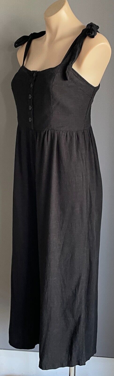 DOTTI Jumpsuit Black Sleeveless Shoulder Tie Wide Leg Cropped Length Size 10