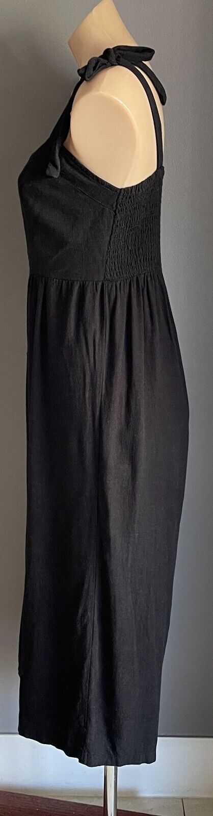 DOTTI Jumpsuit Black Sleeveless Shoulder Tie Wide Leg Cropped Length Size 10