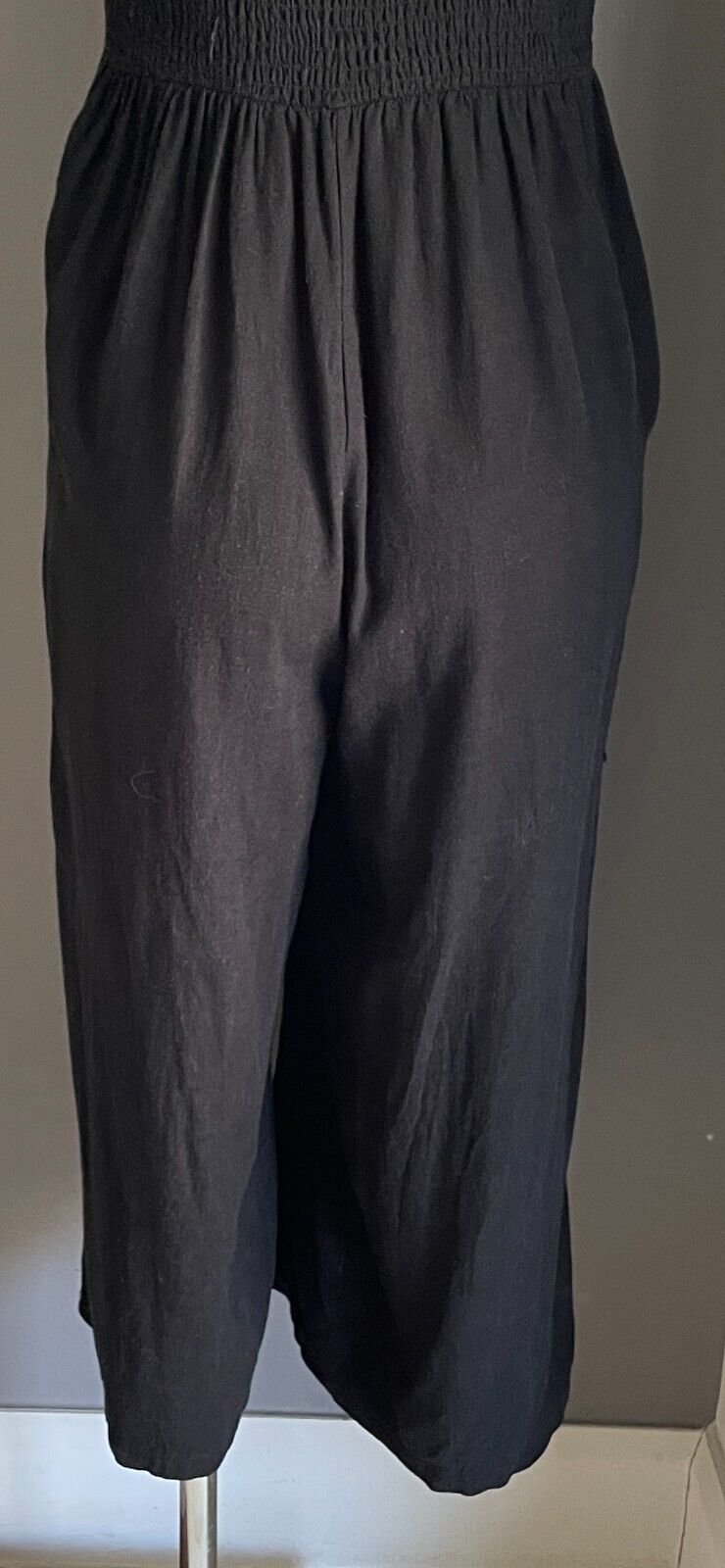DOTTI Jumpsuit Black Sleeveless Shoulder Tie Wide Leg Cropped Length Size 10