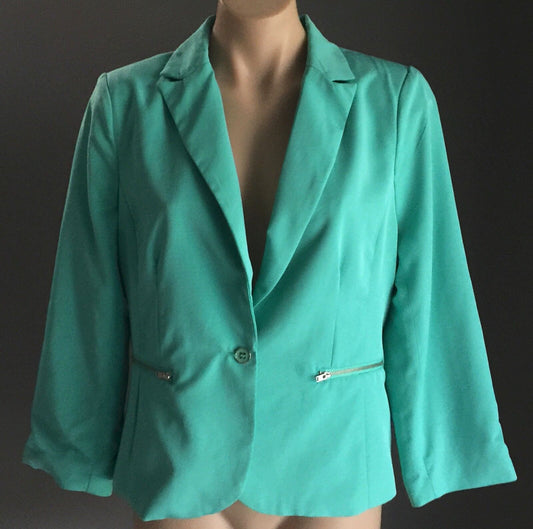 DOTTI Jacket Mint Blazer Mint Colour w 2 ZiP Pockets Cropped Ladies Size 14 NEW