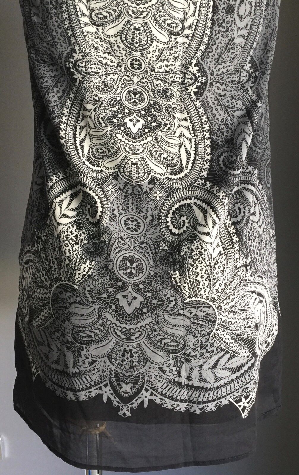 DOTTI Dress Mini Black Grey Paisley Side Zip Gold Studs Shift Sz 8 10 New