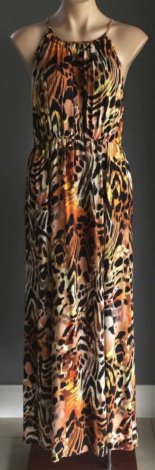 DOTTI Maxi Dress Animal Print Elastic Waist Sleeveless Size 12 Gorgeous