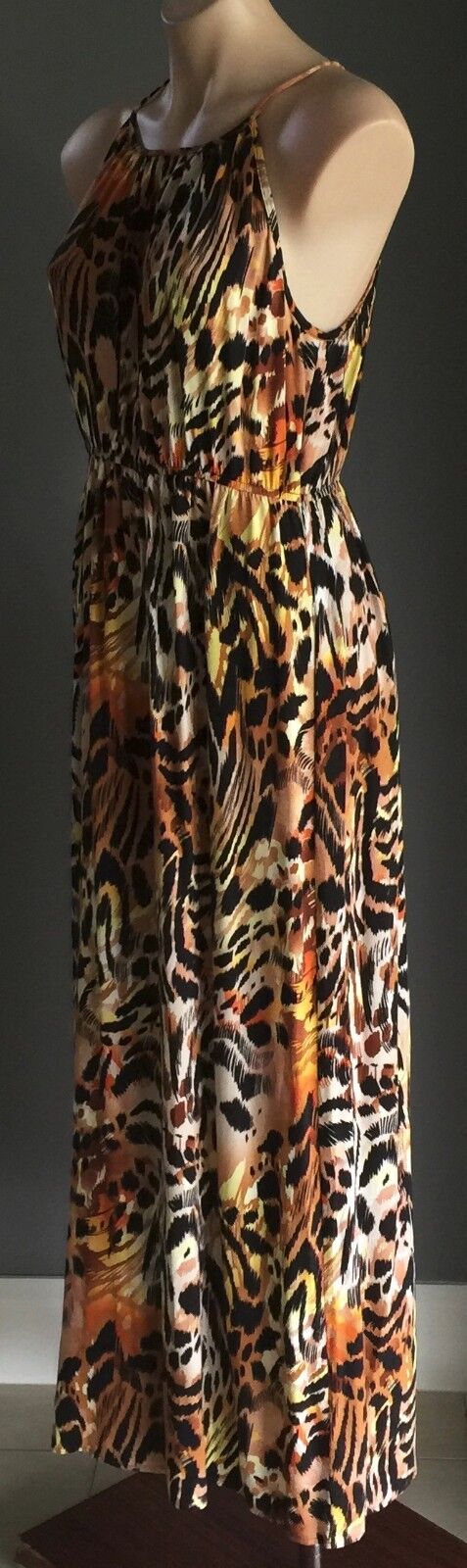 DOTTI Maxi Dress Animal Print Elastic Waist Sleeveless Size 12 Gorgeous