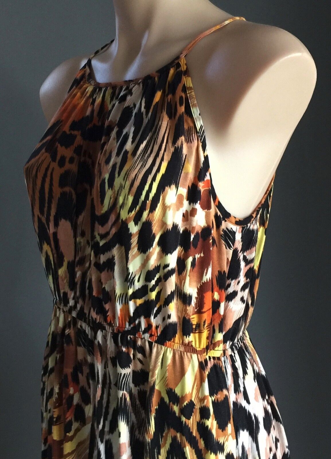 DOTTI Maxi Dress Animal Print Elastic Waist Sleeveless Size 12 Gorgeous