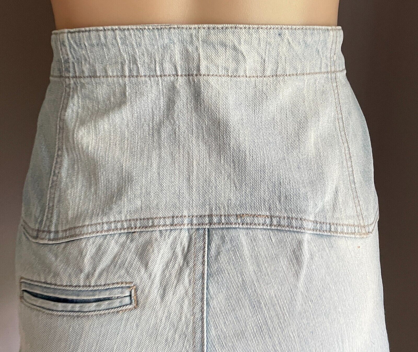 DOTTI Shorts High Waist Faded Blue Denim Size 14 Bombshell Retro 3 Button Zip