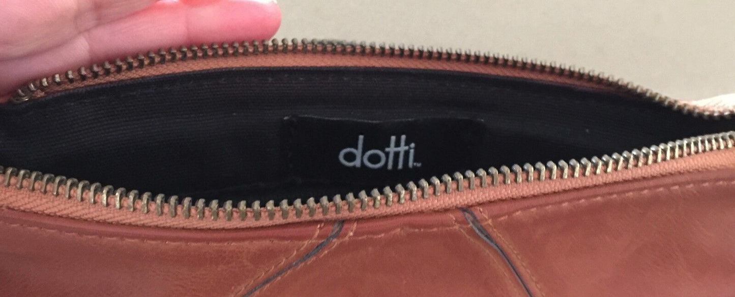DOTTI Bag Rich Tan Unique Pleather Embossed Envelope Clutch Vintage