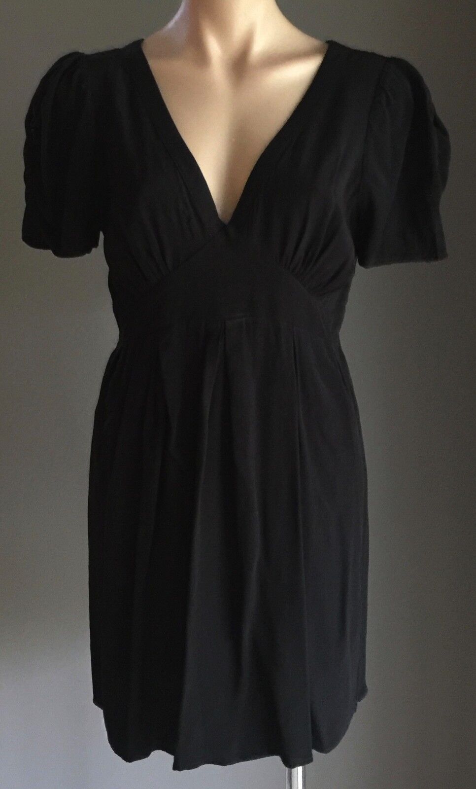DOTTI Dress Black Short Sleeve Empire Waist Ladies Size 12 Flattering