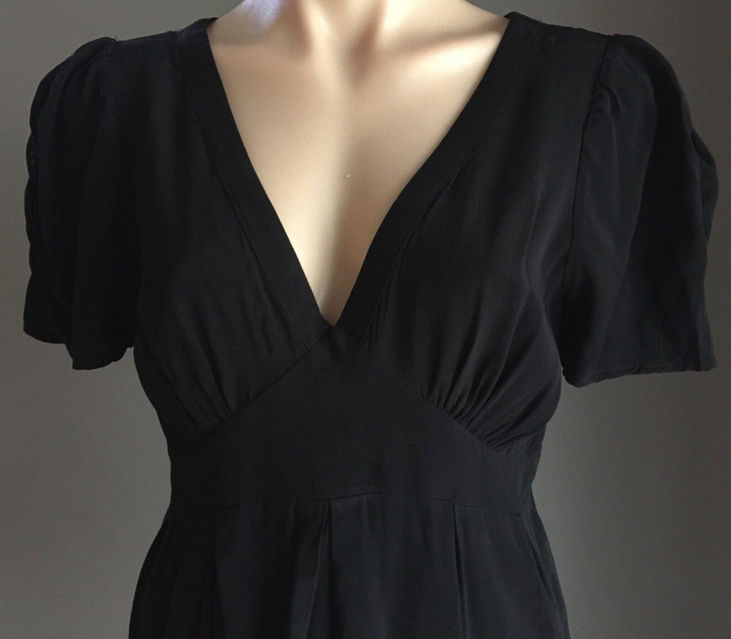 DOTTI Dress Black Short Sleeve Empire Waist Ladies Size 12 Flattering
