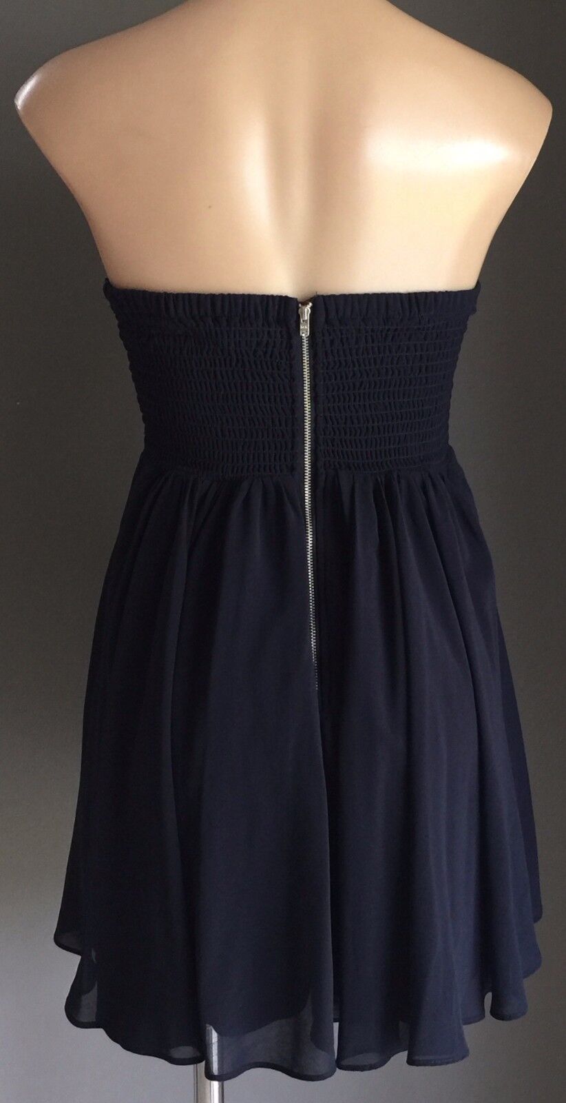 DOTTI MINI Strapless Dress Black Lace Bodice & Navy Ladies Size 8 10 Retro