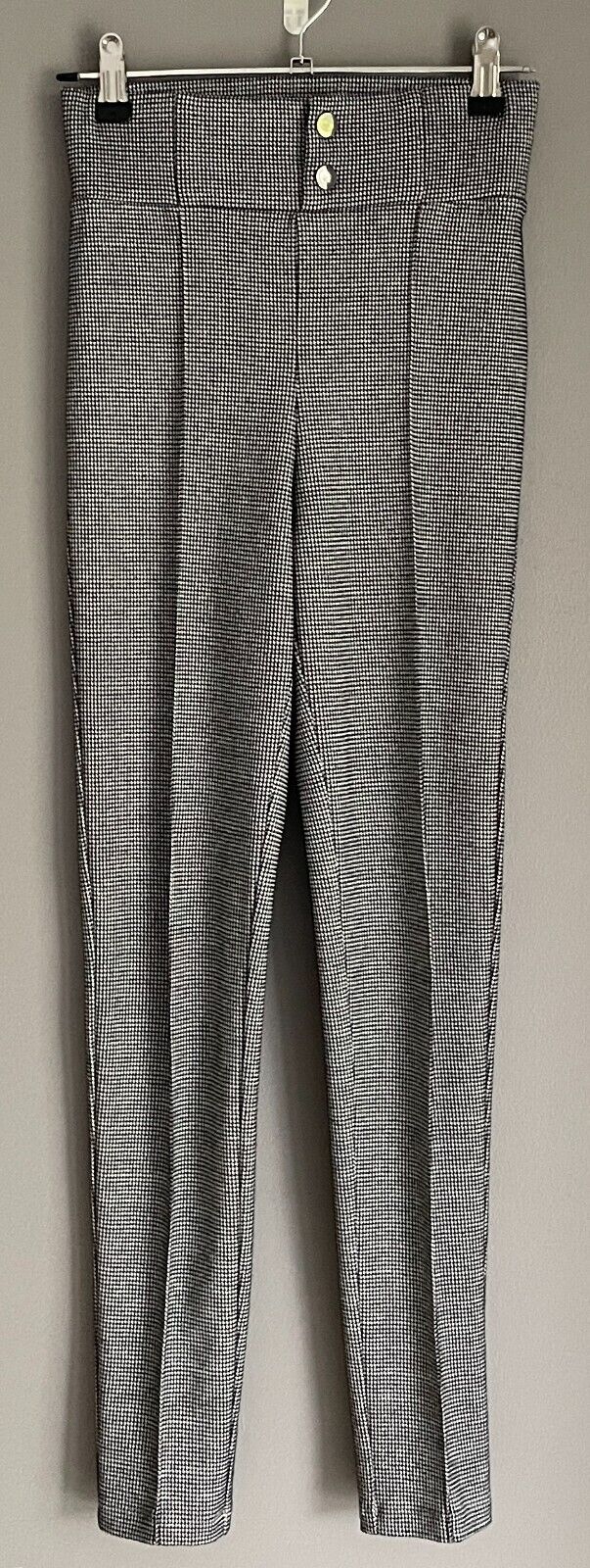 DOTTI Pants Black White Houndstooth Skinny Leg  Sz 6 Full Length Pull On Stretch