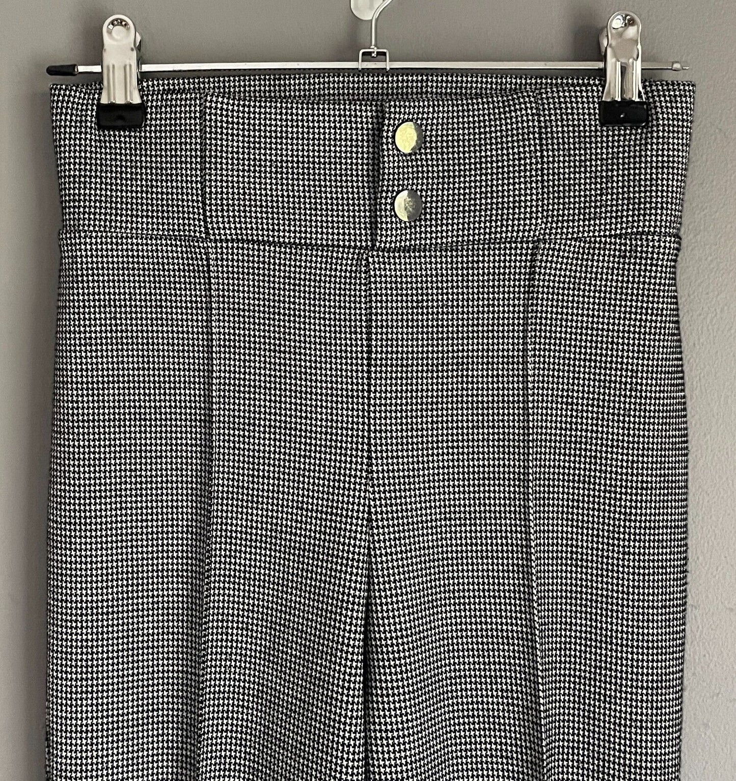 DOTTI Pants Black White Houndstooth Skinny Leg  Sz 6 Full Length Pull On Stretch