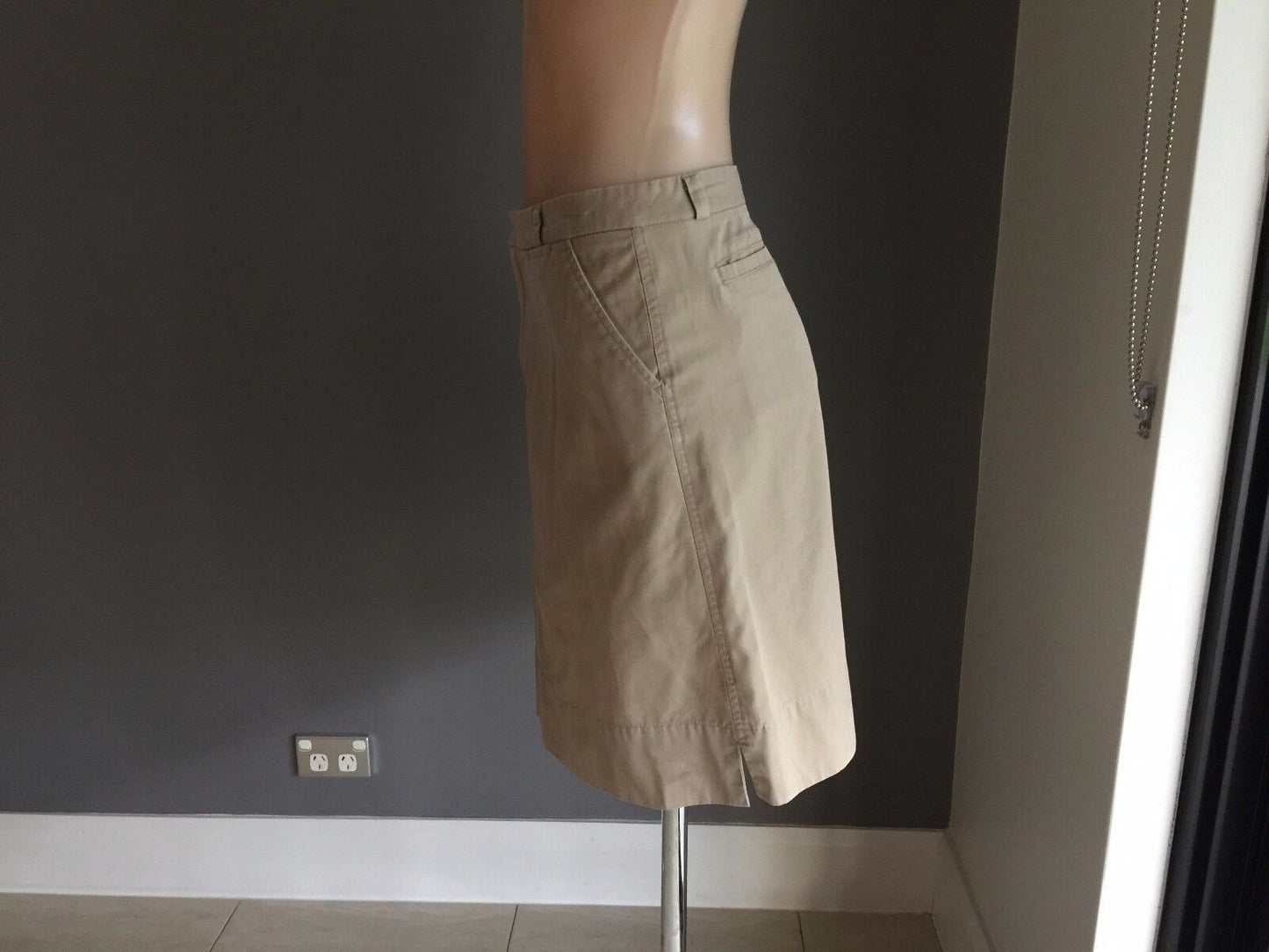 TIGHTROPE Cotton Twill Jeans Skirt Beige Knee Length 4 Pockets Size 12 NEW