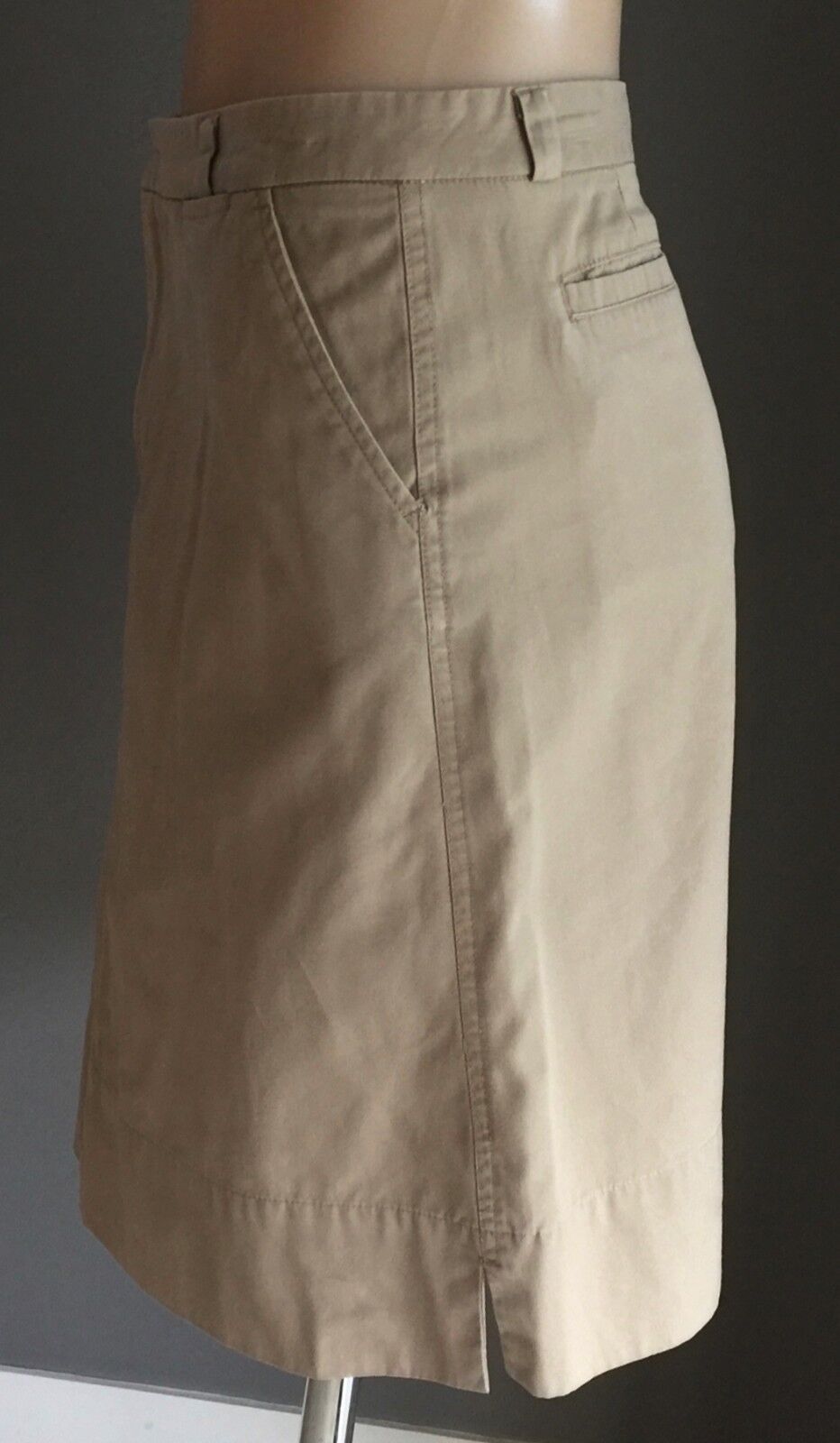 TIGHTROPE Cotton Twill Jeans Skirt Beige Knee Length 4 Pockets Size 12 NEW