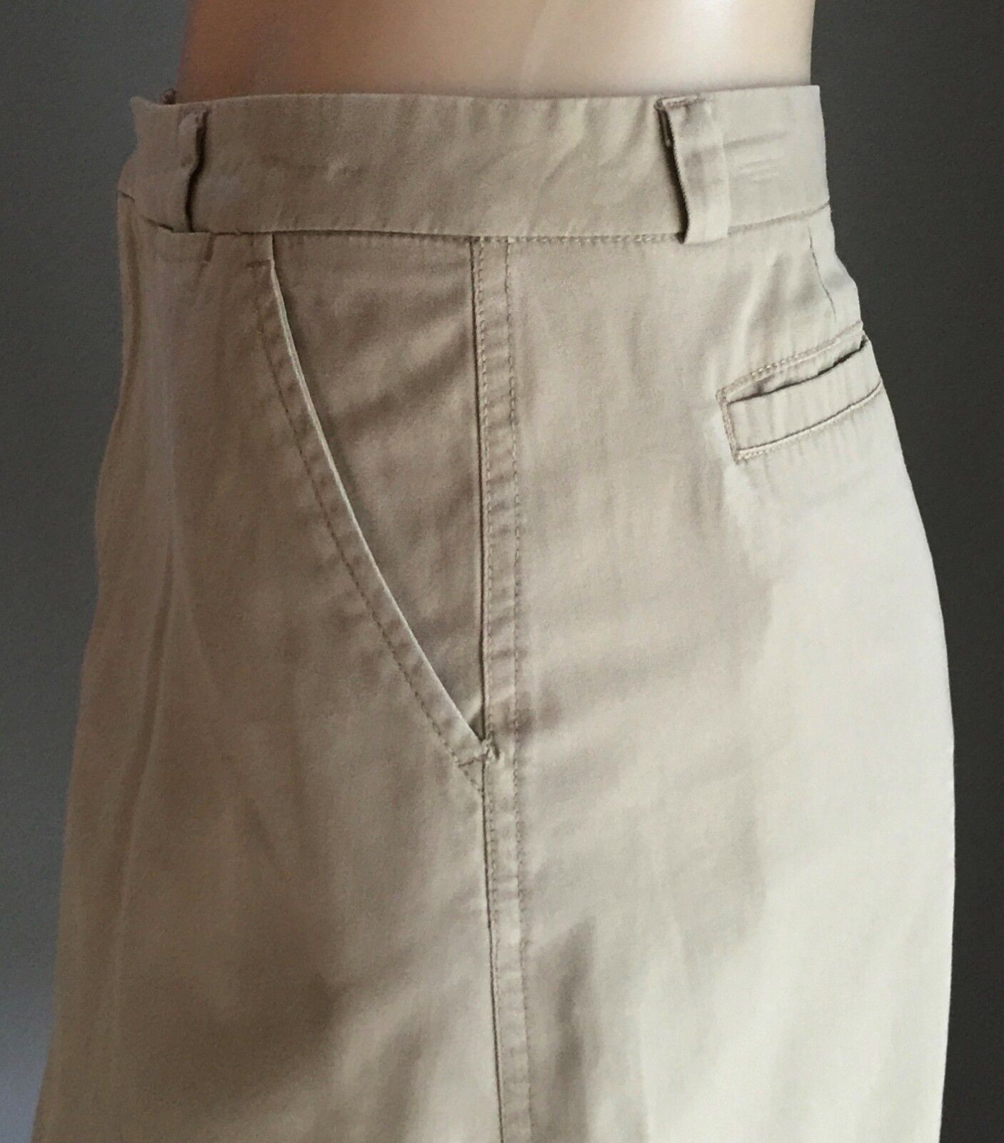 TIGHTROPE Cotton Twill Jeans Skirt Beige Knee Length 4 Pockets Size 12 NEW
