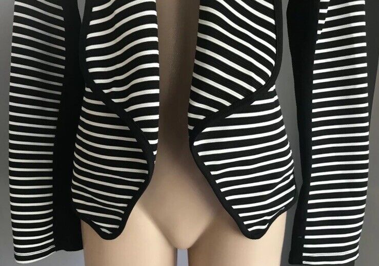 TIGHTROPE Jacket Black White Stripe Ribbed Long Sleeve Blazer Cotton Size 10 NEW