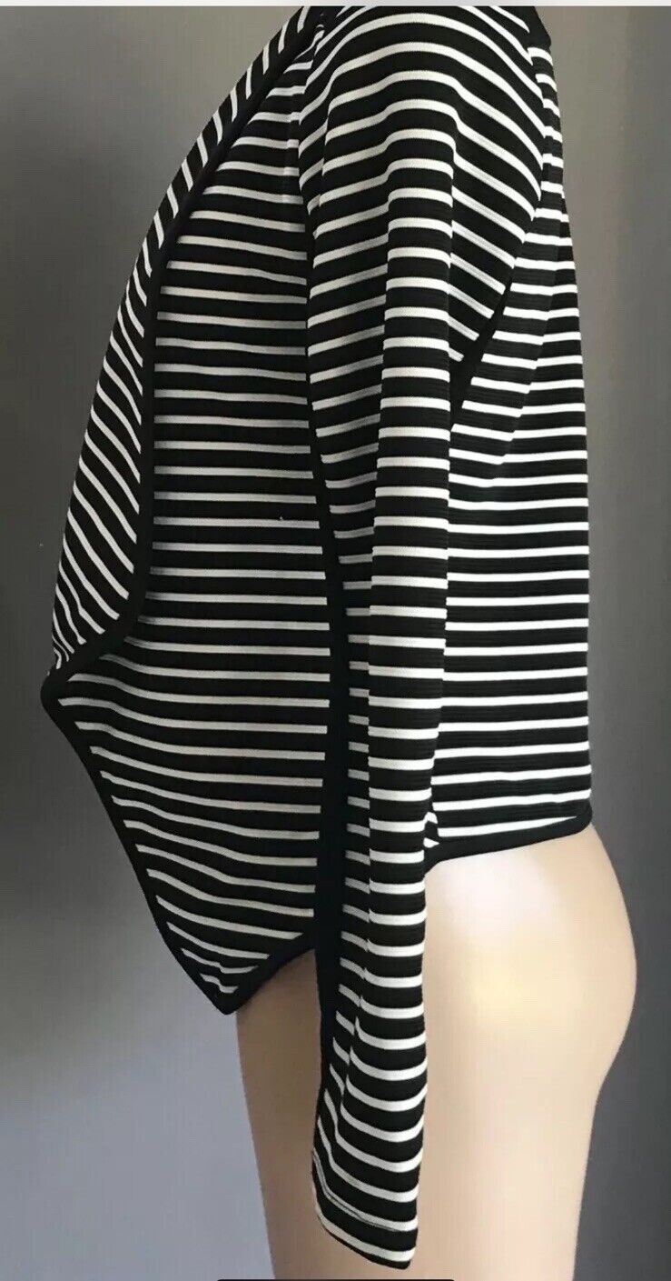 TIGHTROPE Jacket Black White Stripe Ribbed Long Sleeve Blazer Cotton Size 10 NEW