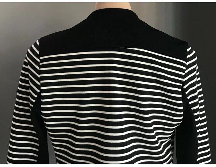 TIGHTROPE Jacket Black White Stripe Ribbed Long Sleeve Blazer Cotton Size 10 NEW