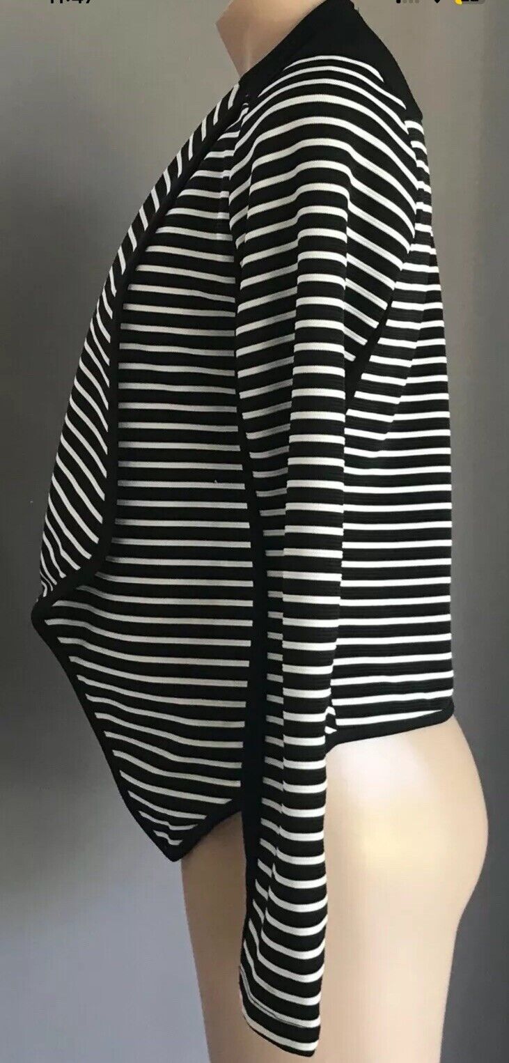 TIGHTROPE Jacket Black White Stripe Ribbed Long Sleeve Blazer Cotton Size 10 NEW