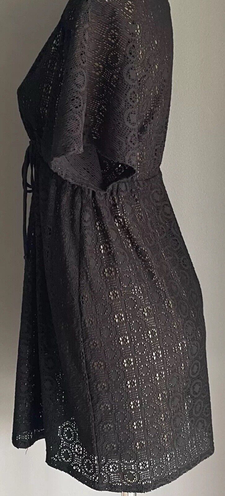 TARGET Top Beach Cover Black Lace Net Under Bust Drawstring Kaftan Size 10