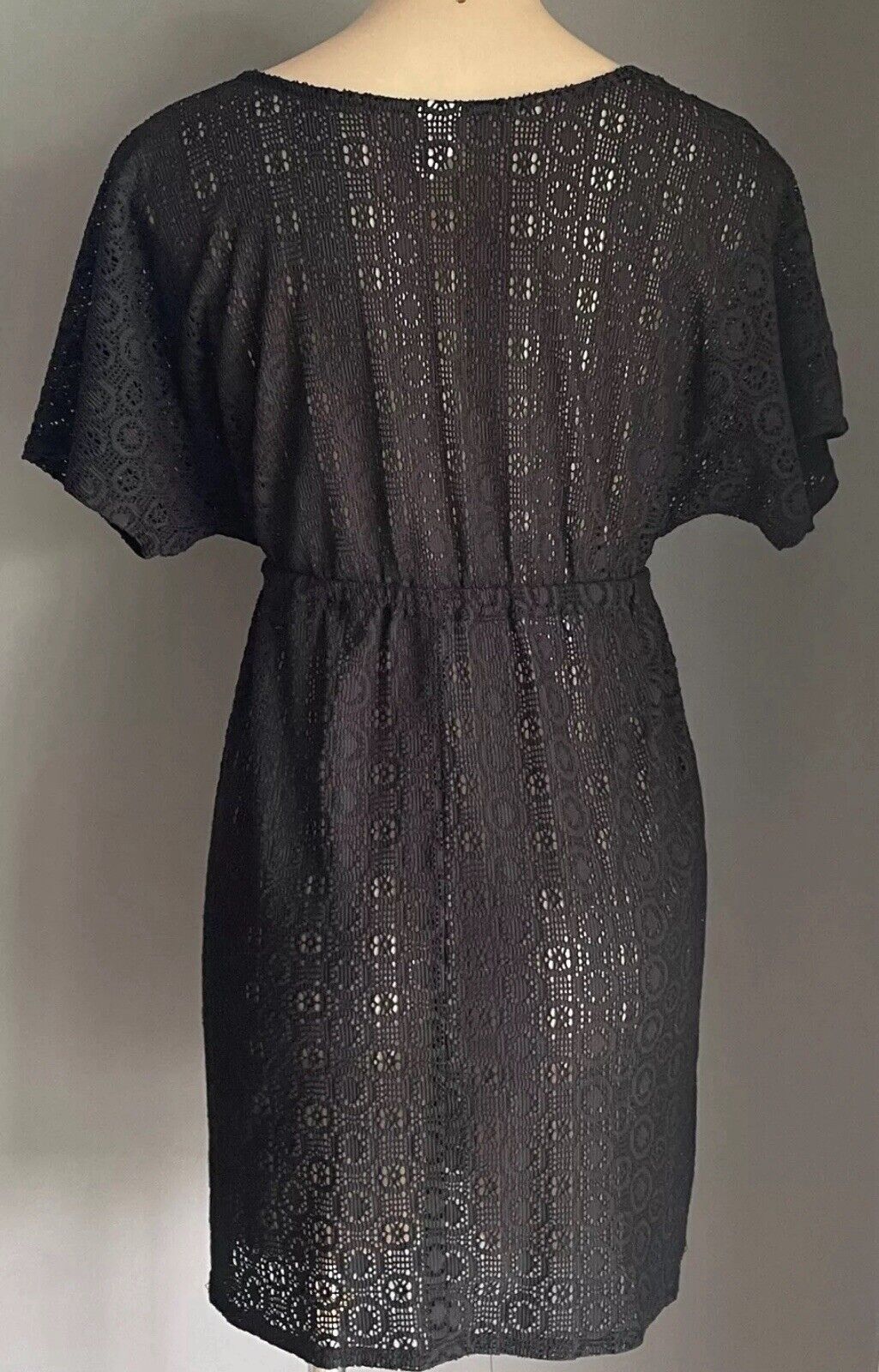 TARGET Top Beach Cover Black Lace Net Under Bust Drawstring Kaftan Size 10