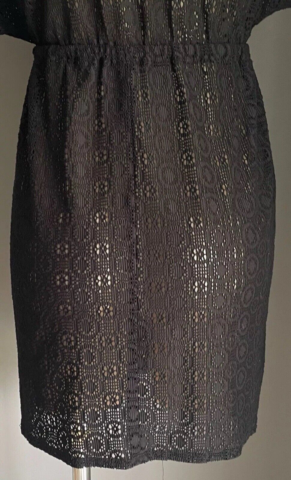 TARGET Top Beach Cover Black Lace Net Under Bust Drawstring Kaftan Size 10