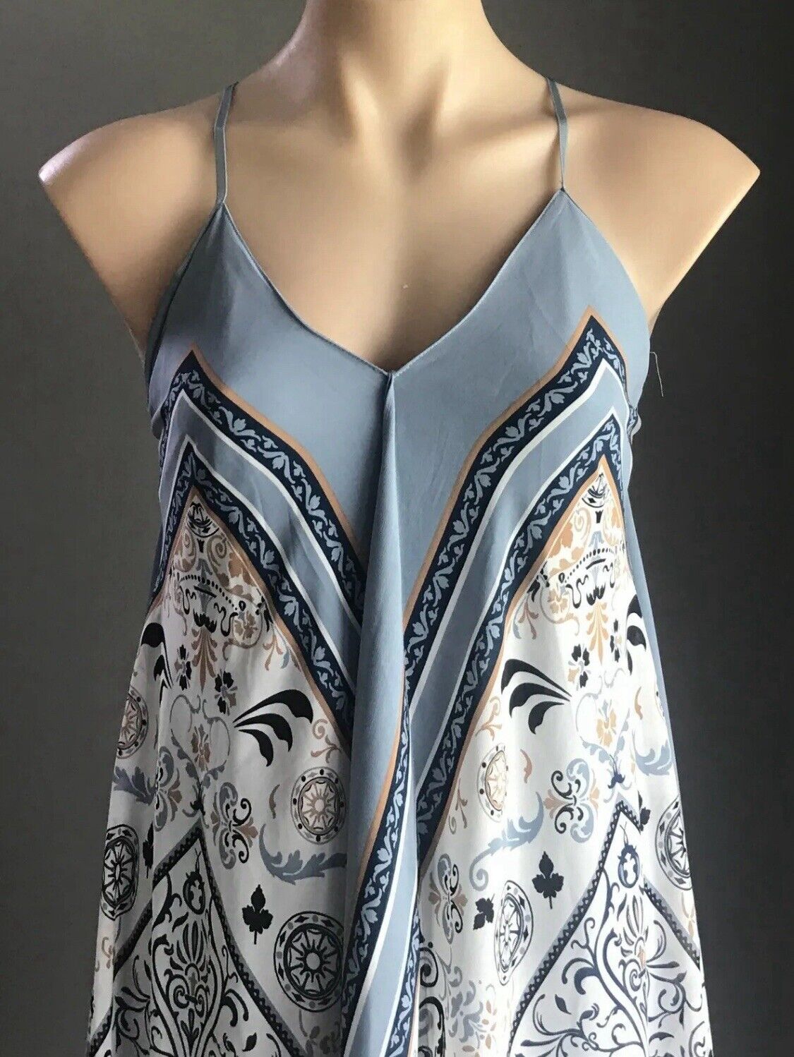 TARGET Limited Edition Strappy Midi Dress Blue Mandala Print Scarf Hanky Hem 10