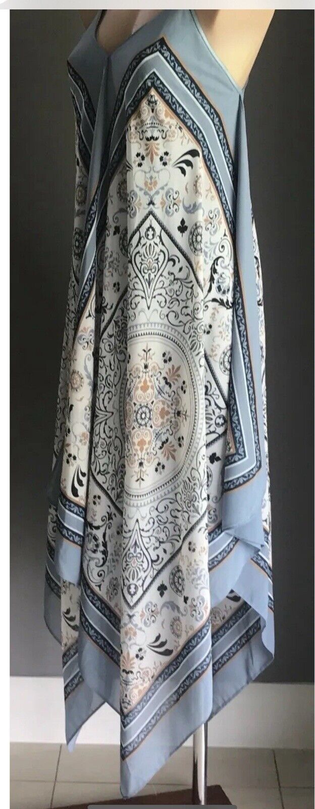 TARGET Limited Edition Strappy Midi Dress Blue Mandala Print Scarf Hanky Hem 10