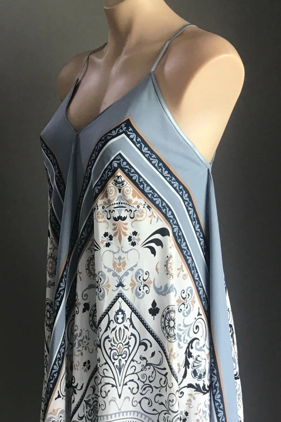 TARGET Limited Edition Strappy Midi Dress Blue Mandala Print Scarf Hanky Hem 10