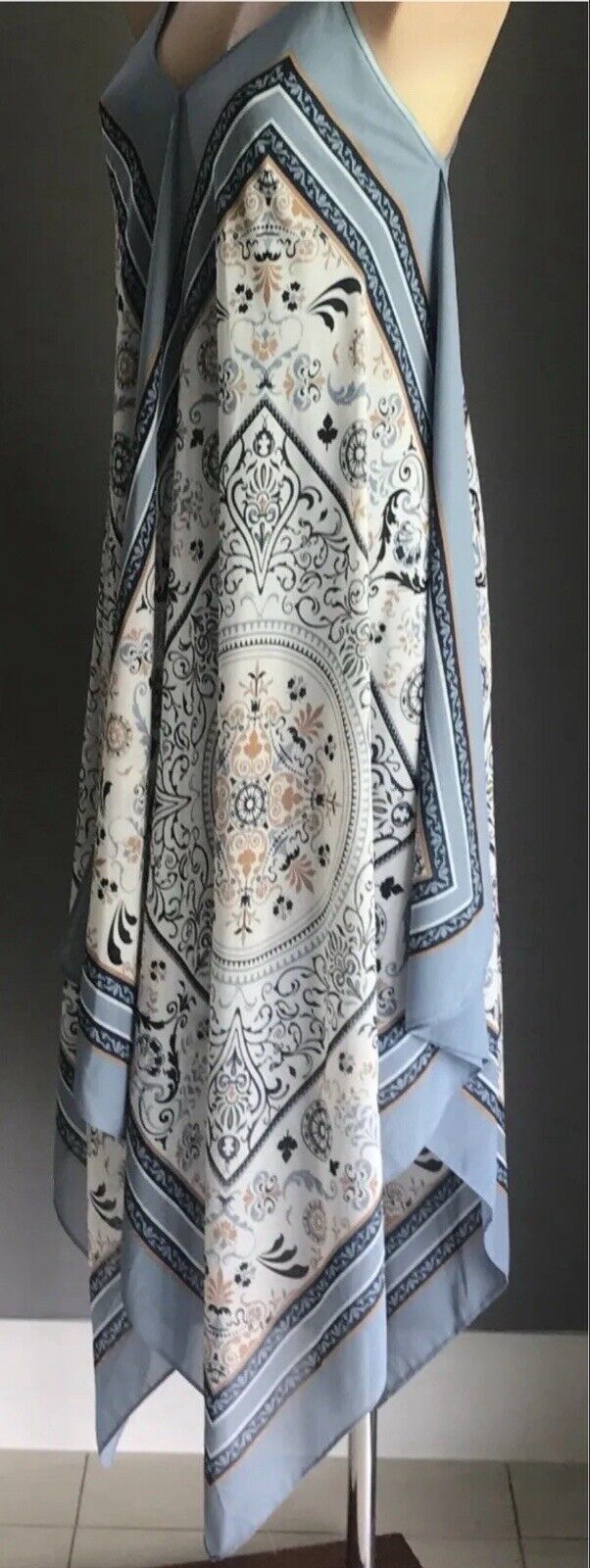 TARGET Limited Edition Strappy Midi Dress Blue Mandala Print Scarf Hanky Hem 10