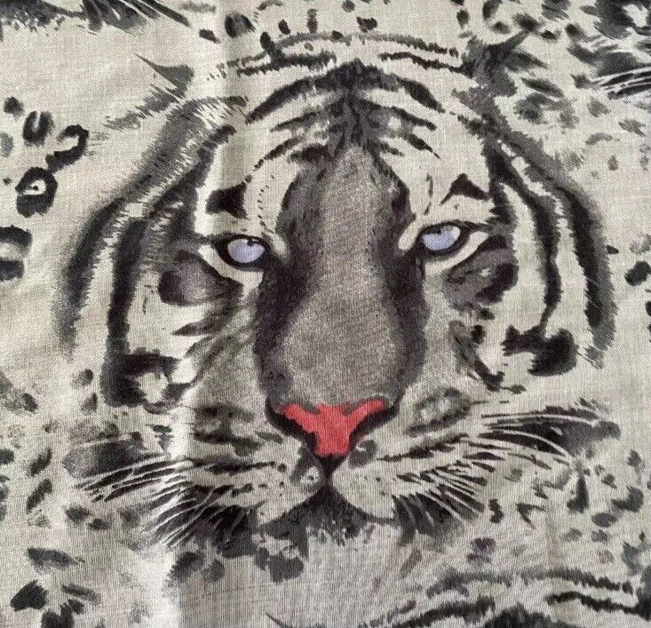 TARGET Sarong Tiger Face Black Grey White & Print Semi Sheer Skirt Wrap Stunning
