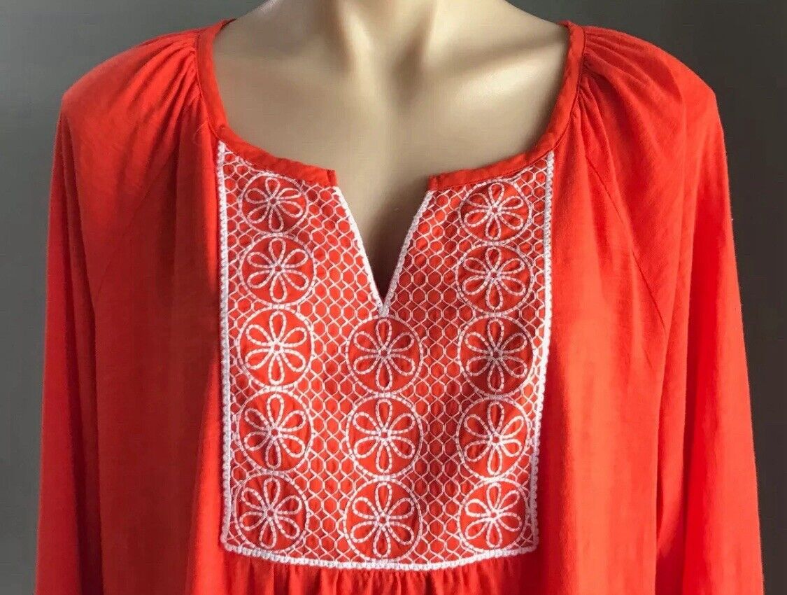 TARGET Peasant Top Orange White Trim Long Sleeve Cotton Stretch Plus Size 20 NEW