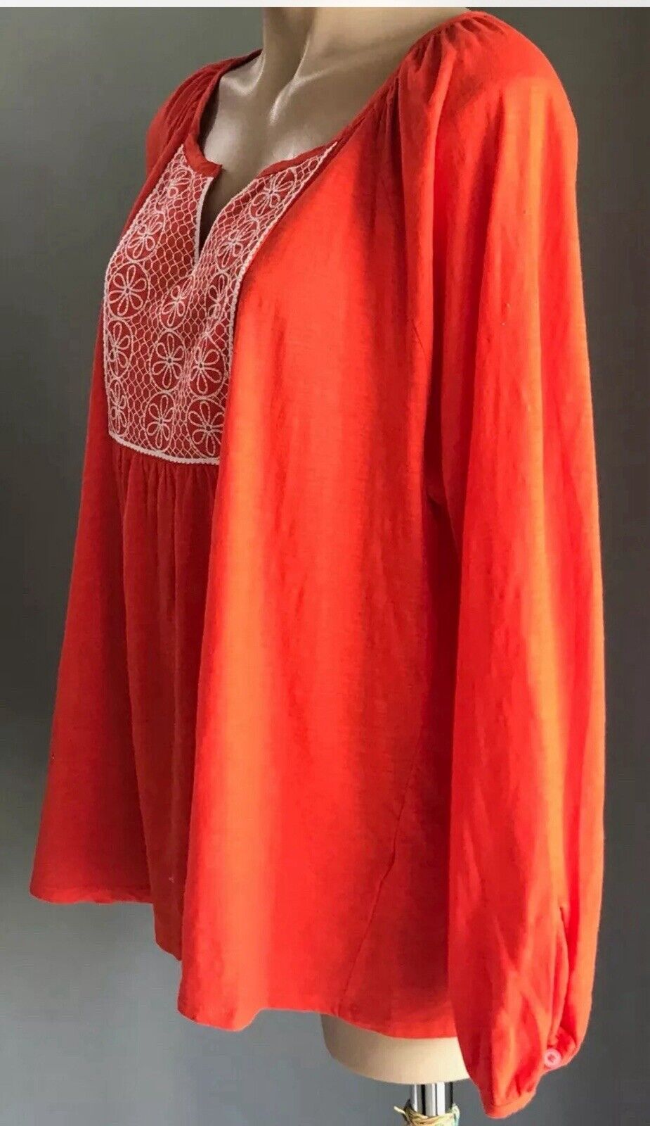 TARGET Peasant Top Orange White Trim Long Sleeve Cotton Stretch Plus Size 20 NEW