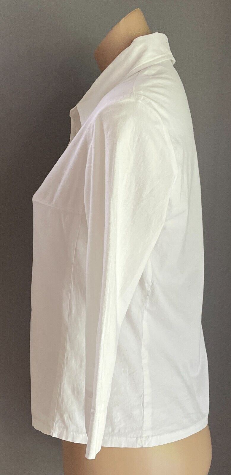 WESTCO White Shirt 3/4 Sleeve Fitted Stretch Button Up Collar Size 12 Retro