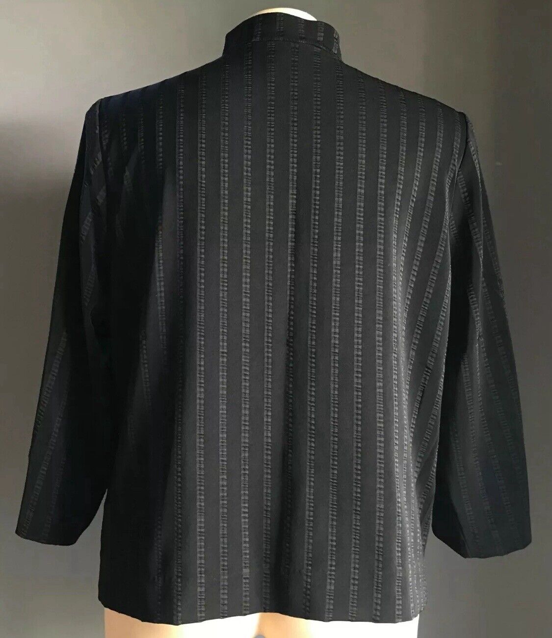 TAKING SHAPE TS Jacket Black Self Stripe Mandarin Collar 3/4 Sleeve Plus Size 16