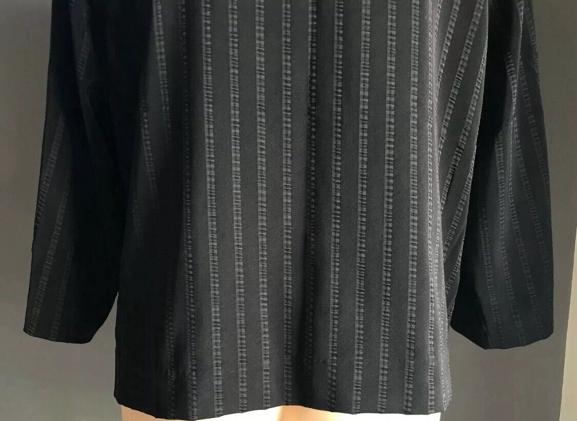TAKING SHAPE TS Jacket Black Self Stripe Mandarin Collar 3/4 Sleeve Plus Size 16
