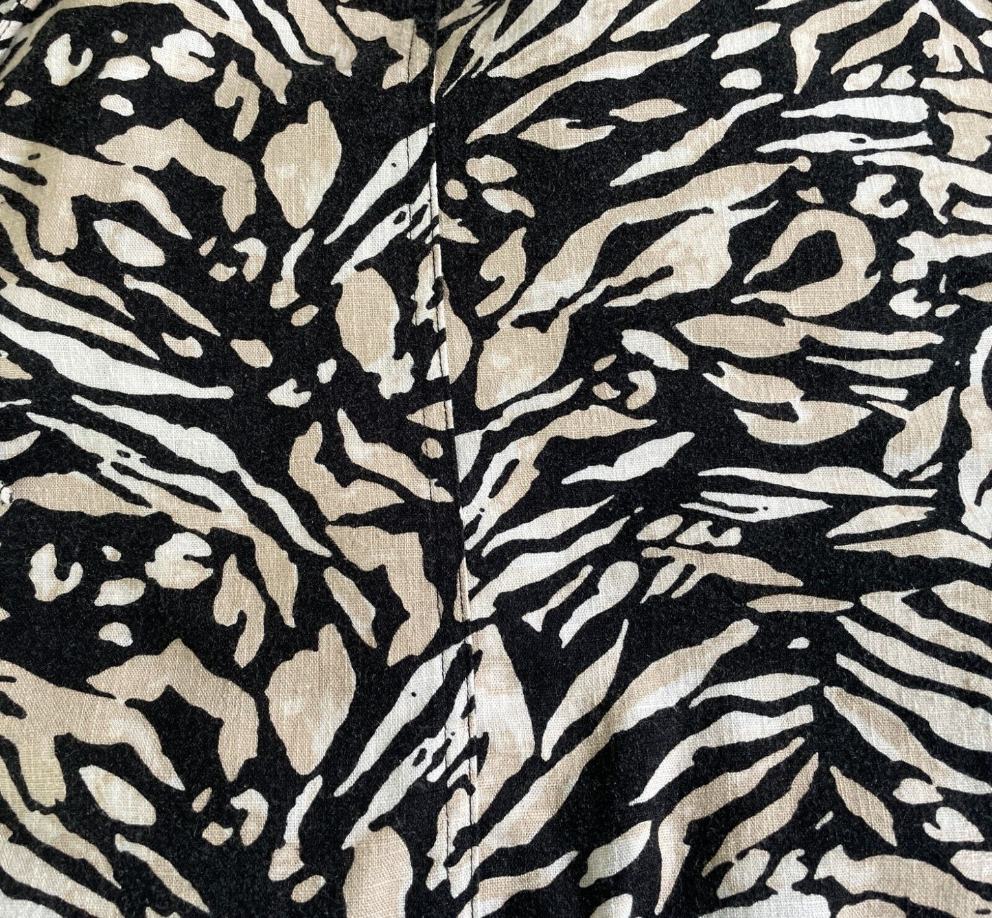 SUZANNE GRAE LINEN Black White Beige Straight Skirt Size XS 10 1Elastic Waist