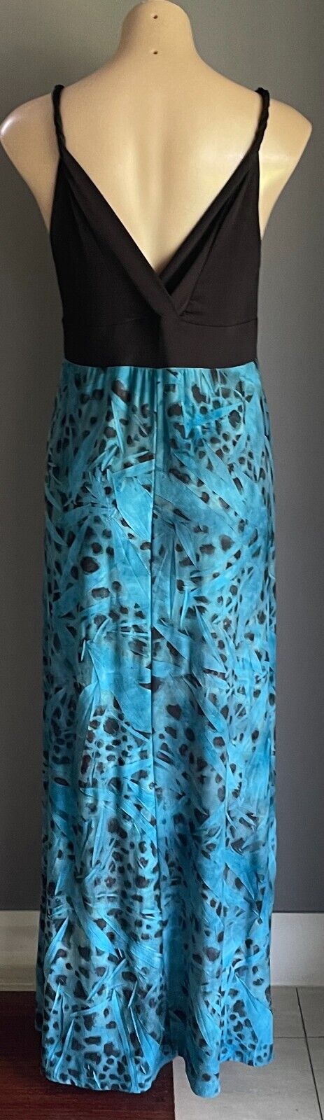 MAJESTIC Green/Black/Blue Animal/Leaf Print High Waist Sleeveless Maxi Size 16