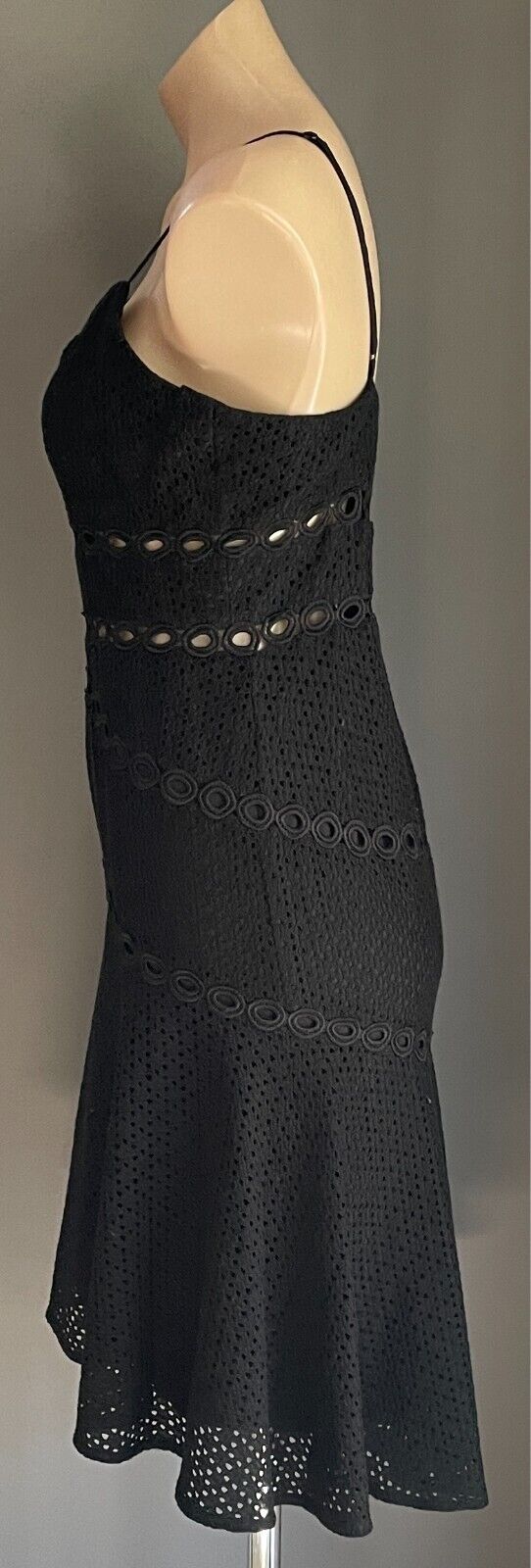 BARDOT Dress Black Knee Length Cut Out Lace Fabric Size 10 Sleeveless Lined