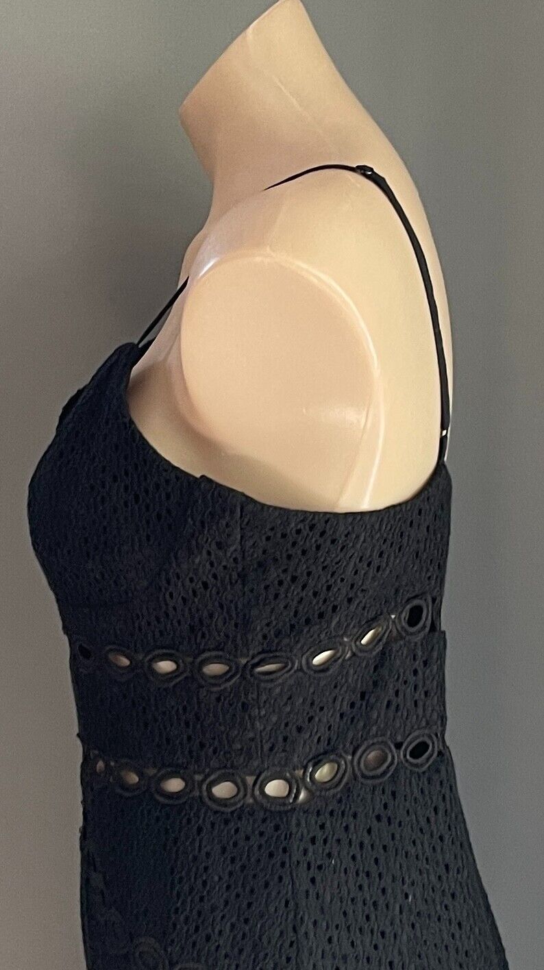 BARDOT Dress Black Knee Length Cut Out Lace Fabric Size 10 Sleeveless Lined