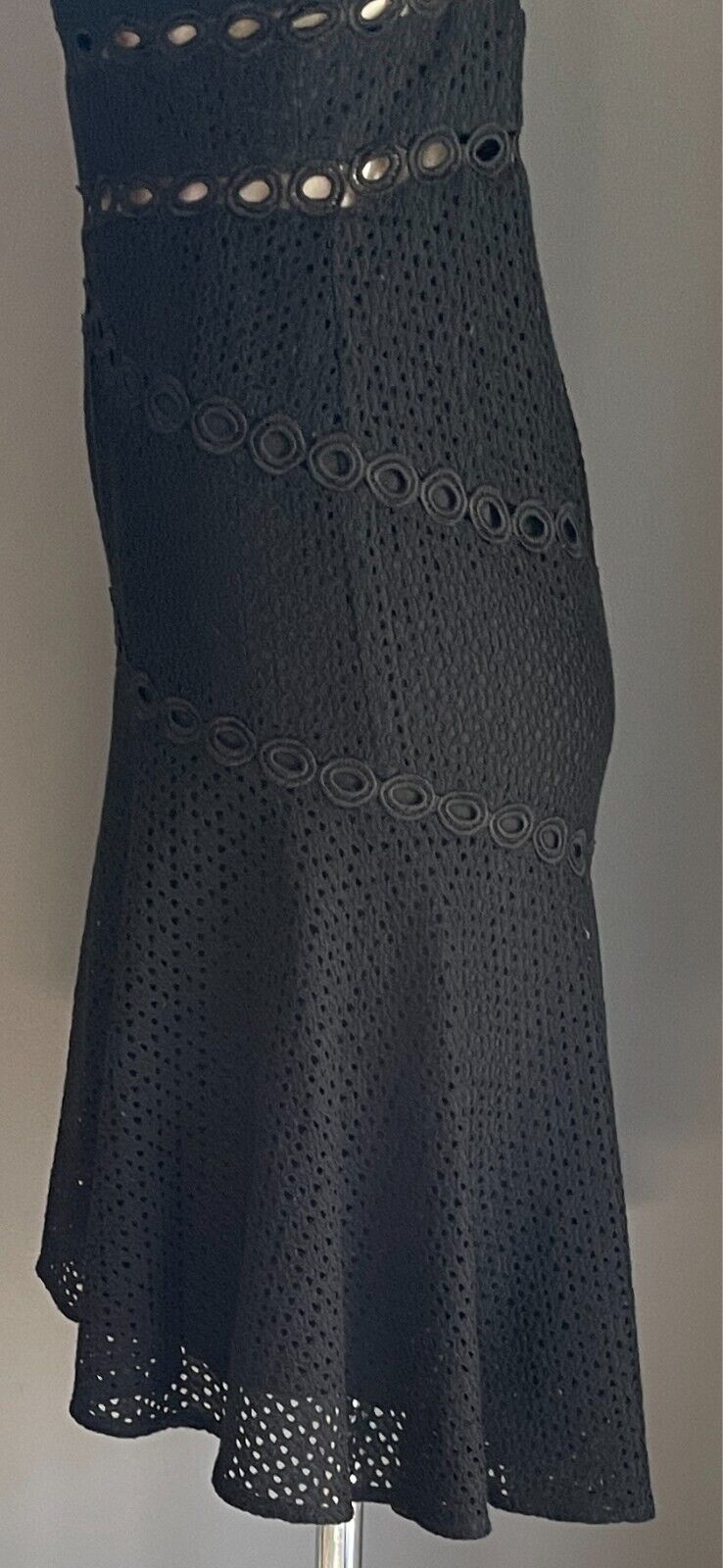 BARDOT Dress Black Knee Length Cut Out Lace Fabric Size 10 Sleeveless Lined