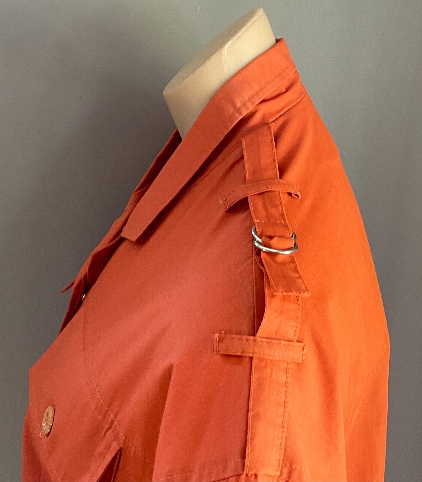 CAREER GIRL Burnt Orange Shirt Dress Button Front Short Sleeves Cotton Size 12